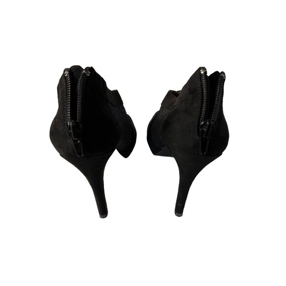 Moda Spana Black Lace Booties Peep Toe Heels Back Zip Wrapped Heels Sexy Size 7 - Picture 6 of 13